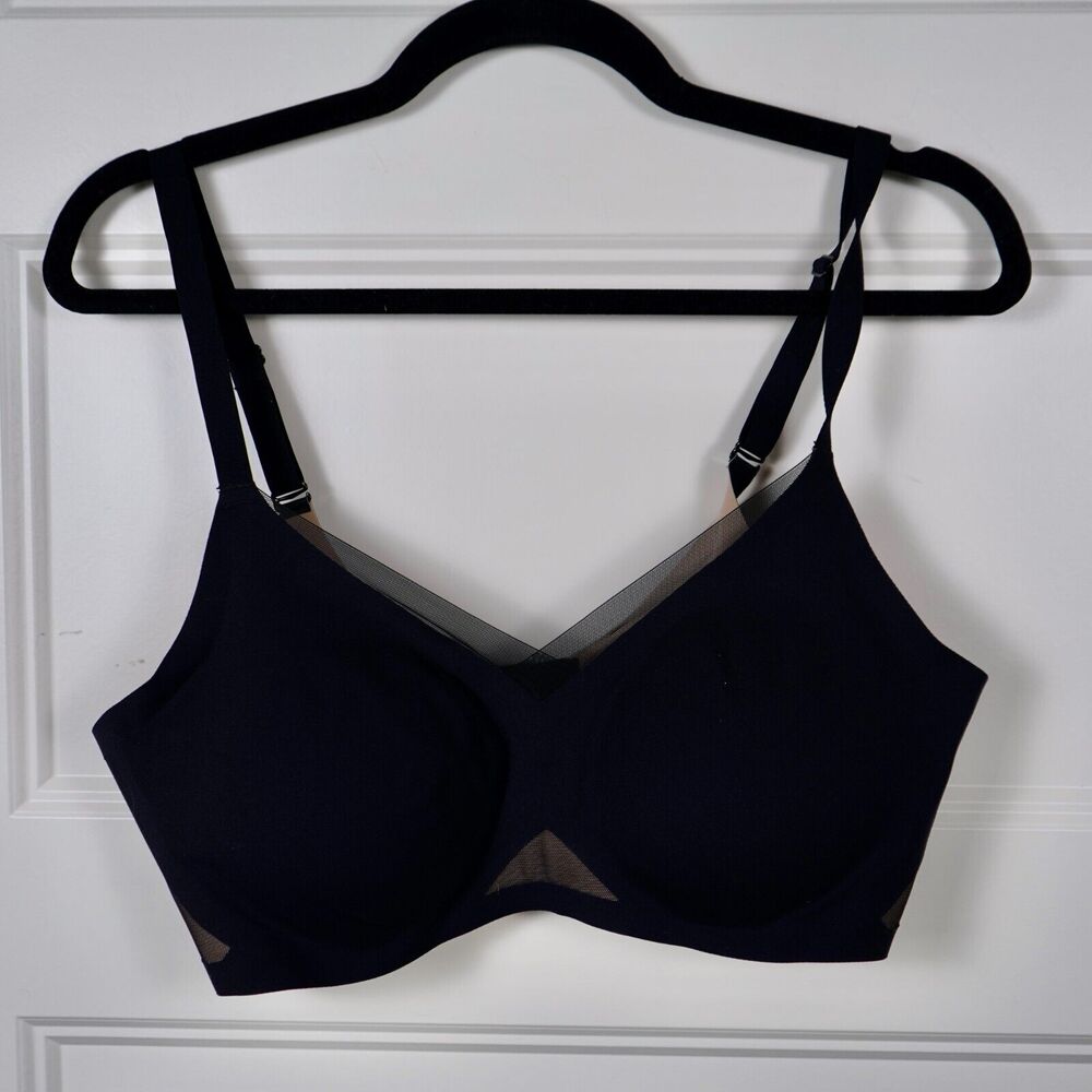 Honeylove Womens CrossOver Wireless Convertible Bra In Runway Black/Nude Size L